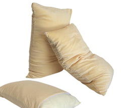 Luxurious Queen Plush Velour Memory Foam Firm Pillow - w/ Dual Zone Case Peach