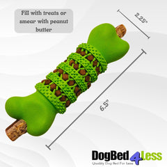 Dogbed4less Vibrant Chew and Clean Interactive Bone Dog Toy for Medium & Large Dogs - 6.5” Red and Green 2 Pack