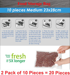 20 Packs Vacuum Sealer Food Storage Bags with Hand Pump