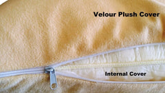 Luxurious Queen Plush Velour Memory Foam Firm Pillow - w/ Dual Zone Case Peach