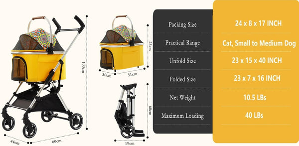 dog stroller 40 lbs 3 in 1 Pet Stroller for Small to Medium Dog and Cat (Clearance) – Dogbed4less