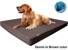 Dogbed4less Premium Orthopedic Cooling Memory Foam Pad Bed in Denim Brown Cover