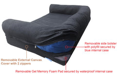 Premium Orthopedic Gel Memory Foam Pet Sofa Bed  - 2 Sizes in 3 Colors