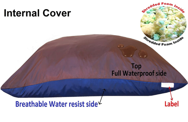 Dogbed4less Shredded Memory Mix Foam Dog Pillow in waterproof internal cover