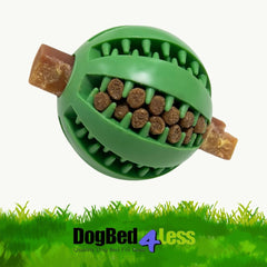 Dog Toy Ball – 3 Pack for Medium to Large Dogs – Vibrant Teeth Cleaning Treat Dispensing Fetch Balls Red, Blue, and Green 2.75” Diameter