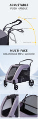 Dogbed4less Big Extra Large Dog Stroller Grey Ventilated Easy Fold