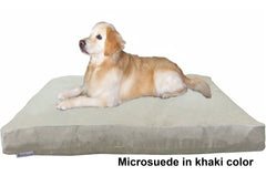 Dogbed4less Shredded Memory Mix Foam Dog Pillow in Microsuede khaki cover