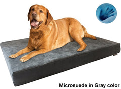 Dogbed4less Premium Orthopedic Cooling Memory Foam Pad Bed in Microsuede Gray Cover