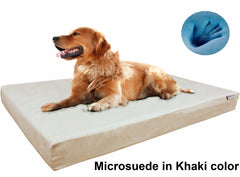 Dogbed4less Premium Orthopedic Cooling Memory Foam Pad Bed in Microsuede Khaki Cover