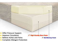 3" Memory Foam Pad Bed with 2 Layer Covers - 2 Sizes in 12 Colors