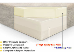 3" Memory Foam Pad Bed with 2 Layer Covers - 2 Sizes in 10 Colors